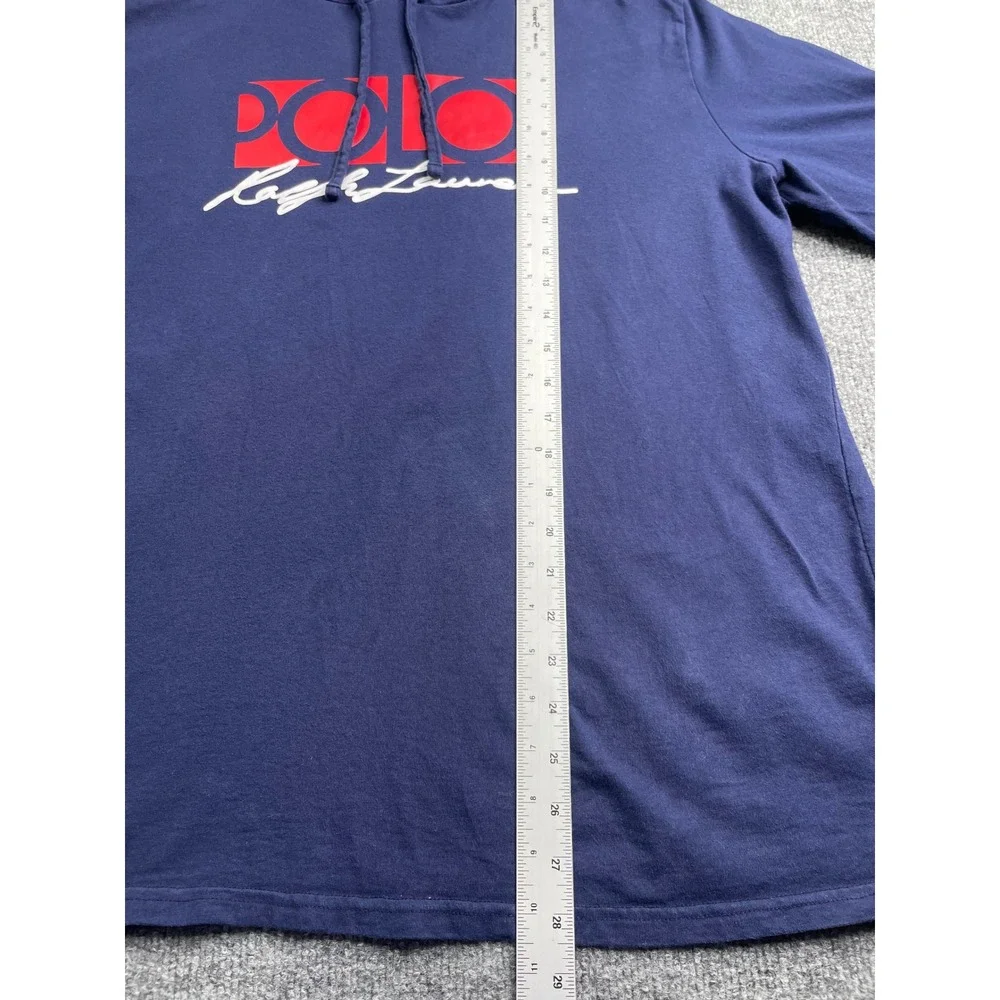 Polo Ralph Lauren Hoodie Mens XL Navy Blue Graphic Logo Long Sleeve T-Shirt